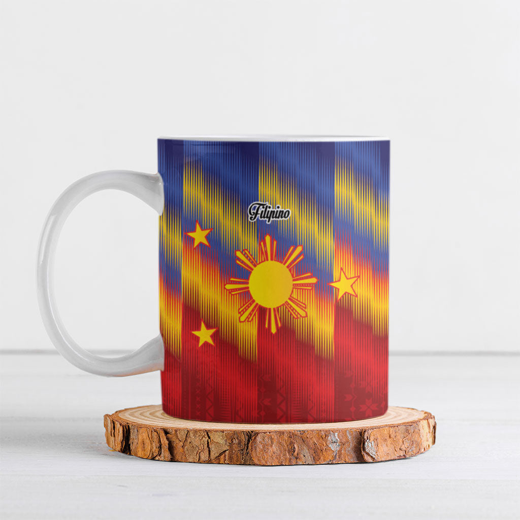 Personalized Philippines Eight Rays Sun Ceramic Mug Traditional Filipino Igorot Pattern Motif