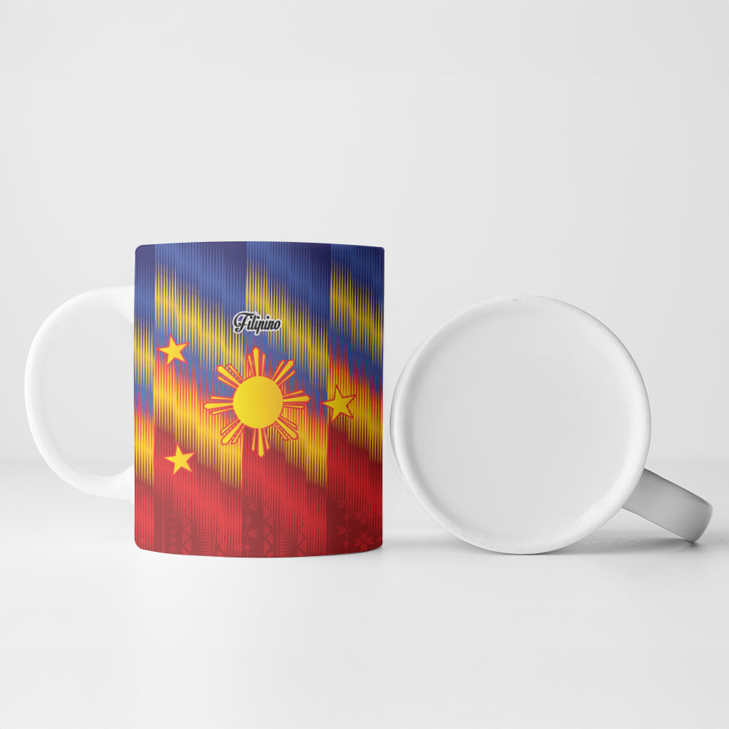 Personalized Philippines Eight Rays Sun Ceramic Mug Traditional Filipino Igorot Pattern Motif