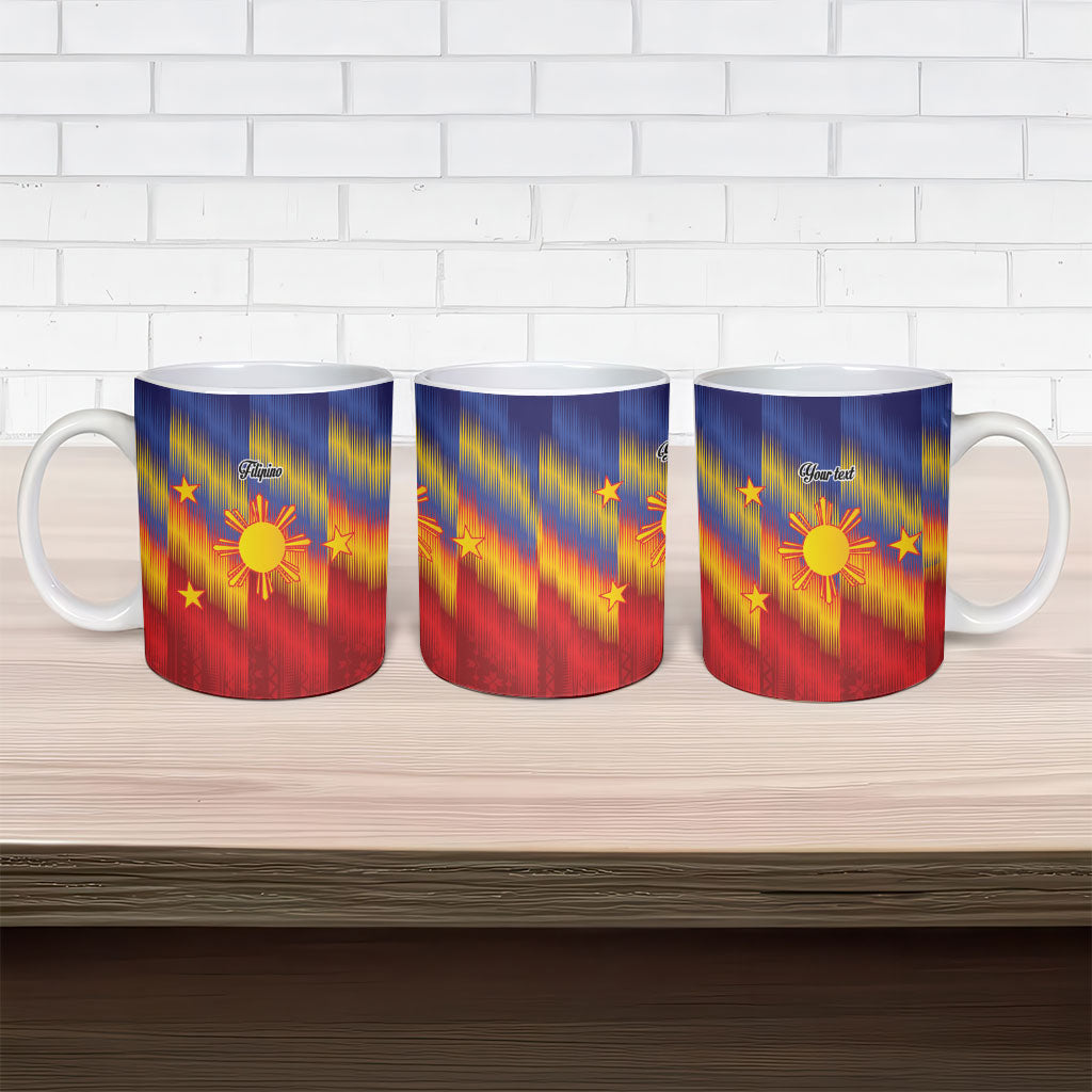 Personalized Philippines Eight Rays Sun Ceramic Mug Traditional Filipino Igorot Pattern Motif