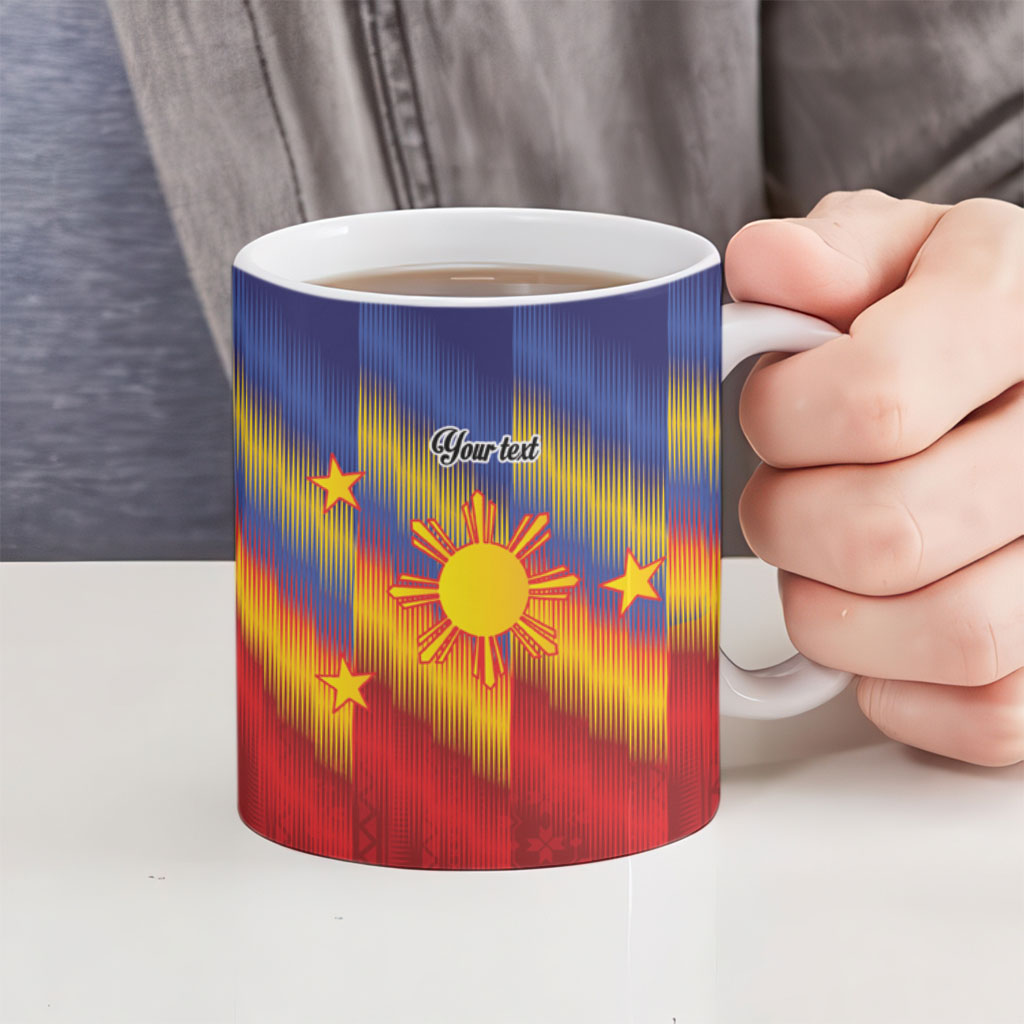 Personalized Philippines Eight Rays Sun Ceramic Mug Traditional Filipino Igorot Pattern Motif