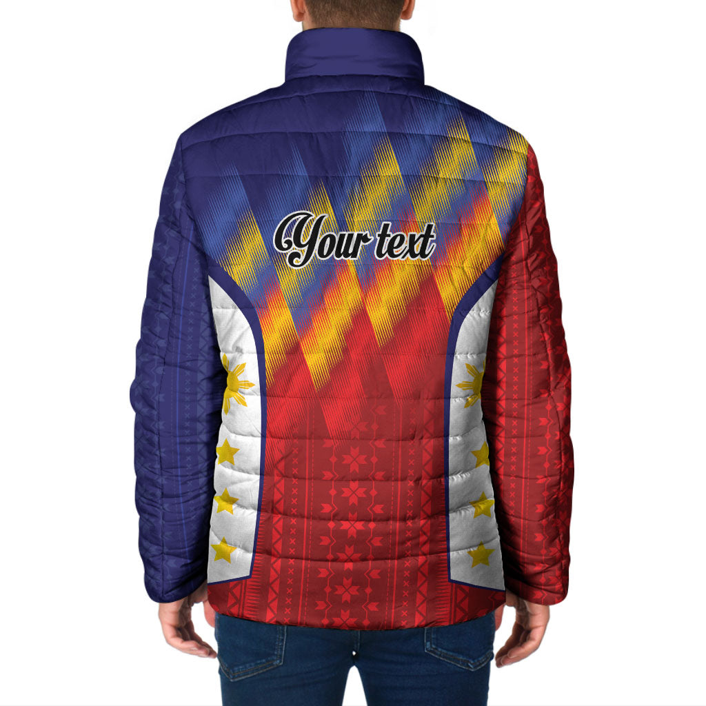 Personalized Philippines Eight Rays Sun Padded Jacket Traditional Filipino Igorot Pattern Motif