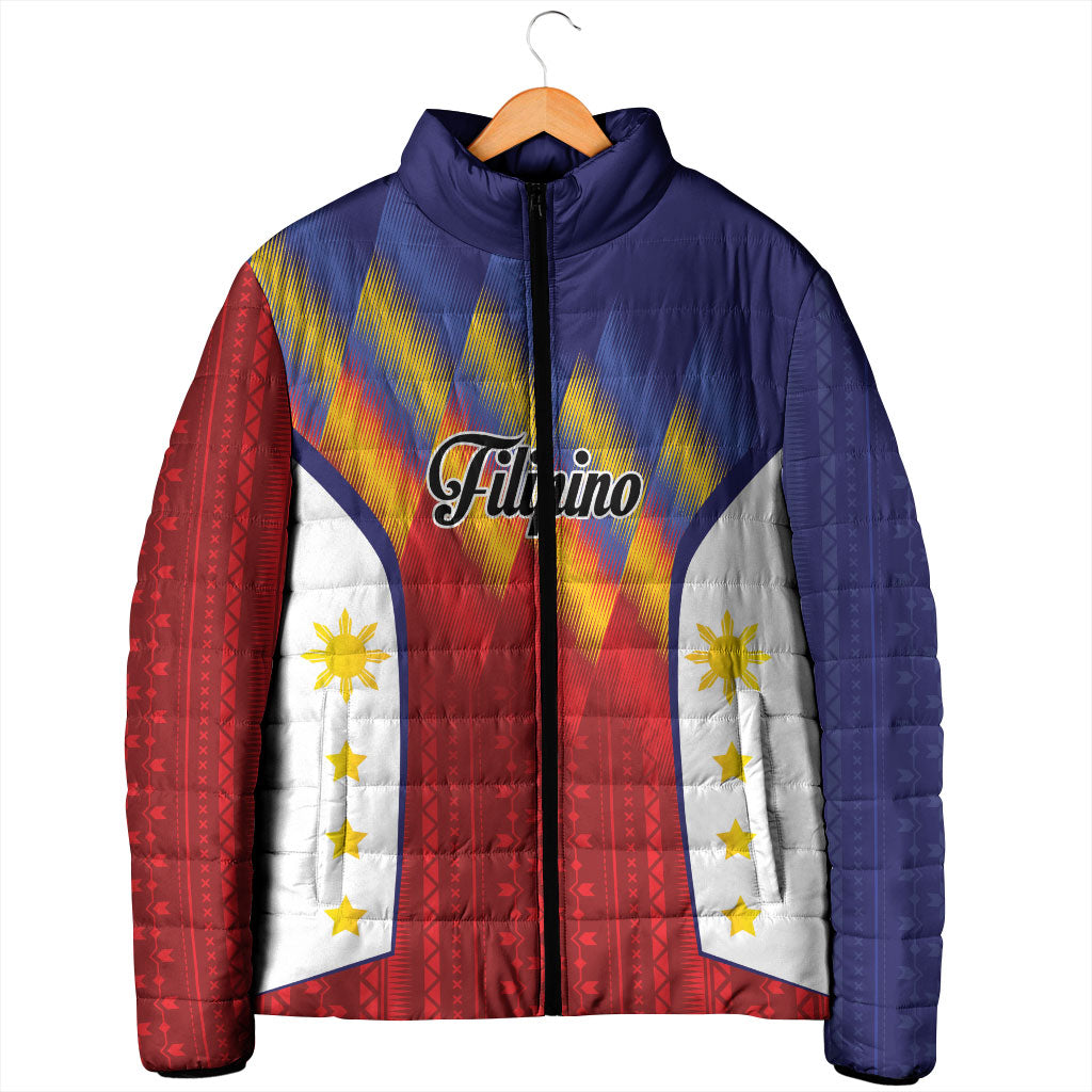 Personalized Philippines Eight Rays Sun Padded Jacket Traditional Filipino Igorot Pattern Motif