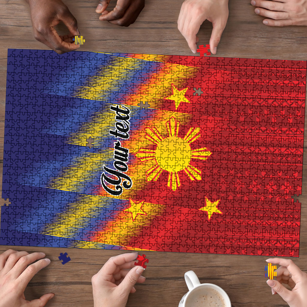Personalized Philippines Eight Rays Sun Puzzle Traditional Filipino Igorot Pattern Motif