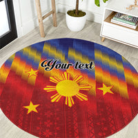 Personalized Philippines Eight Rays Sun Round Carpet Traditional Filipino Igorot Pattern Motif