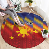 Personalized Philippines Eight Rays Sun Round Carpet Traditional Filipino Igorot Pattern Motif