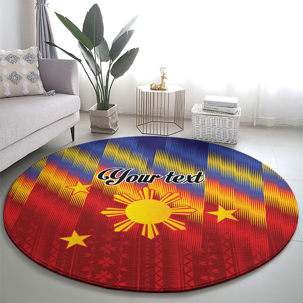 Personalized Philippines Eight Rays Sun Round Carpet Traditional Filipino Igorot Pattern Motif