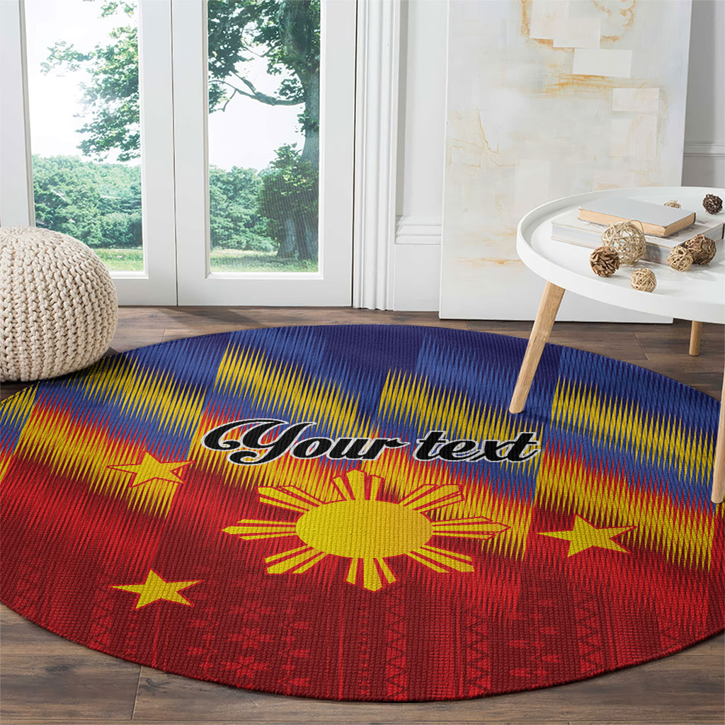 Personalized Philippines Eight Rays Sun Round Carpet Traditional Filipino Igorot Pattern Motif
