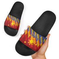 Personalized Philippines Eight Rays Sun Slide Sandals Traditional Filipino Igorot Pattern Motif