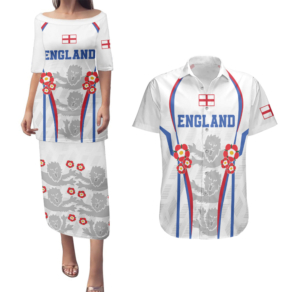 England Women Football Couples Matching Puletasi Dress and Hawaiian Shirt Three Lions Go World Cup 2023 LT9 - Wonder Print Shop