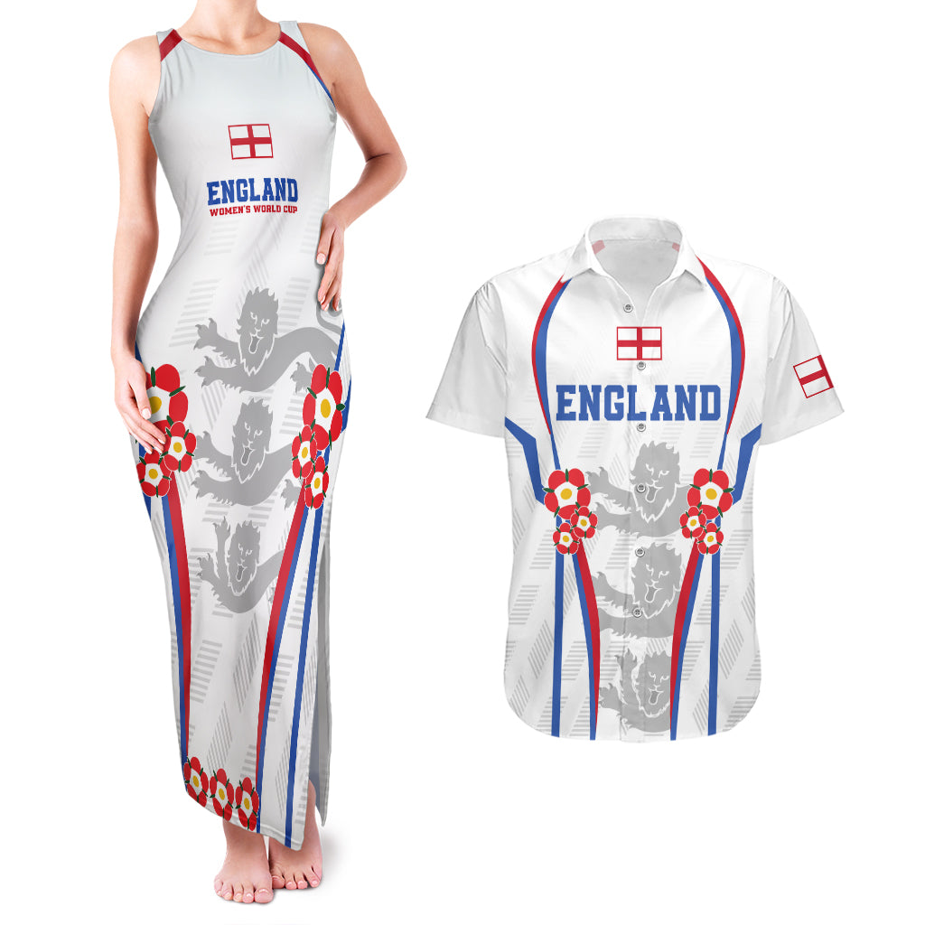 England Women Football Couples Matching Tank Maxi Dress and Hawaiian Shirt Three Lions Go World Cup 2023 LT9 - Wonder Print Shop