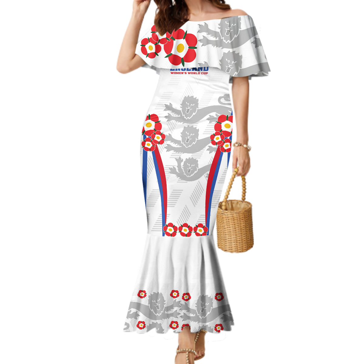 England Women Football Mermaid Dress Three Lions Go World Cup 2023 - Wonder Print Shop