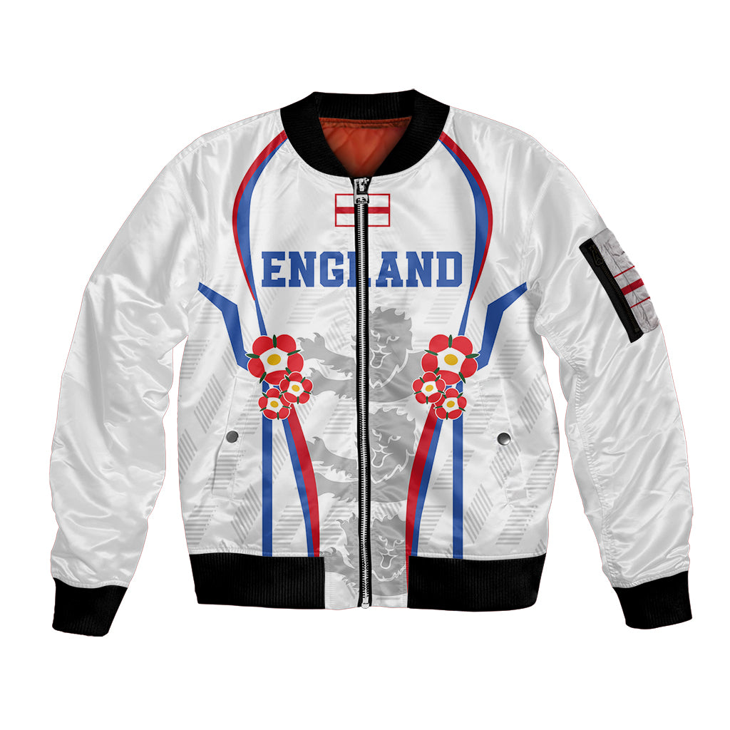 Custom England Women Football Sleeve Zip Bomber Jacket Three Lions Go World Cup 2023 - Wonder Print Shop