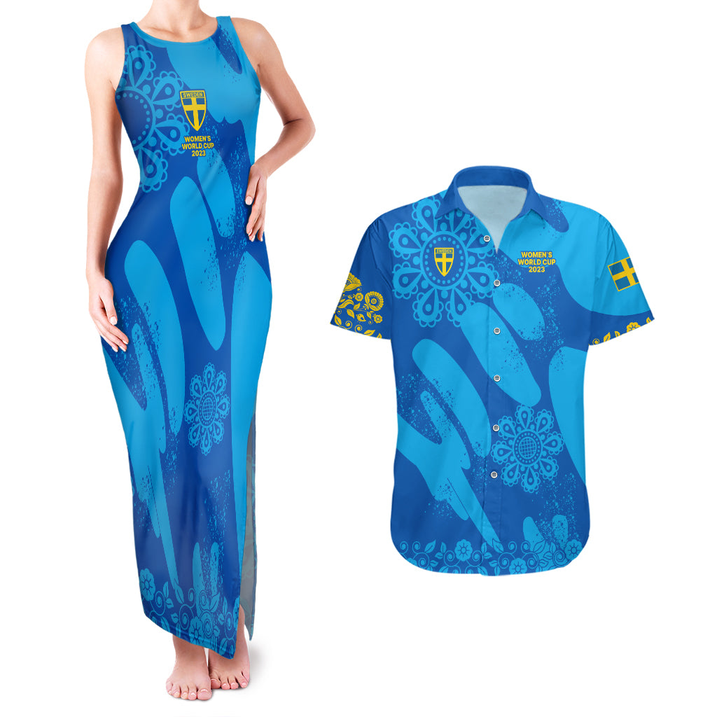 Sweden Women Football Couples Matching Tank Maxi Dress and Hawaiian Shirt Blagult World Cup 2023 LT9 - Wonder Print Shop