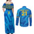 Custom Sweden Women Football Couples Matching Off Shoulder Maxi Dress and Long Sleeve Button Shirts Blagult World Cup 2023 LT9 - Wonder Print Shop