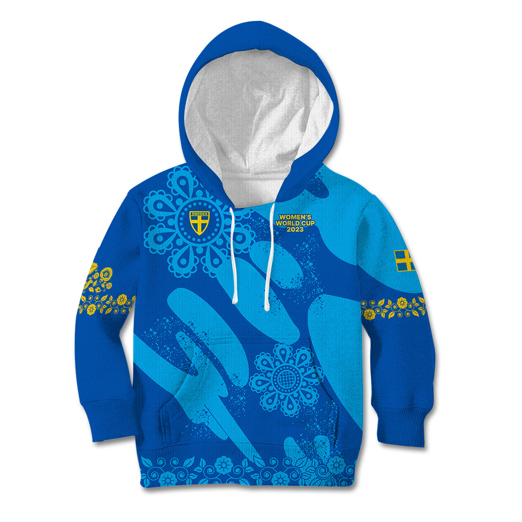 Custom Sweden Women Football Kid Hoodie Blagult World Cup 2023 - Wonder Print Shop