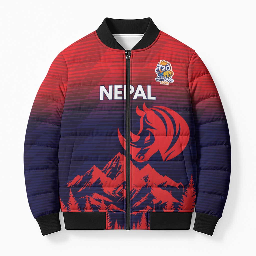 Custom Cricket Nepal East Asia-Pacific Bomber Puffer Jacket Nepal Rhinos Twenty20 - Wonder Print Shop