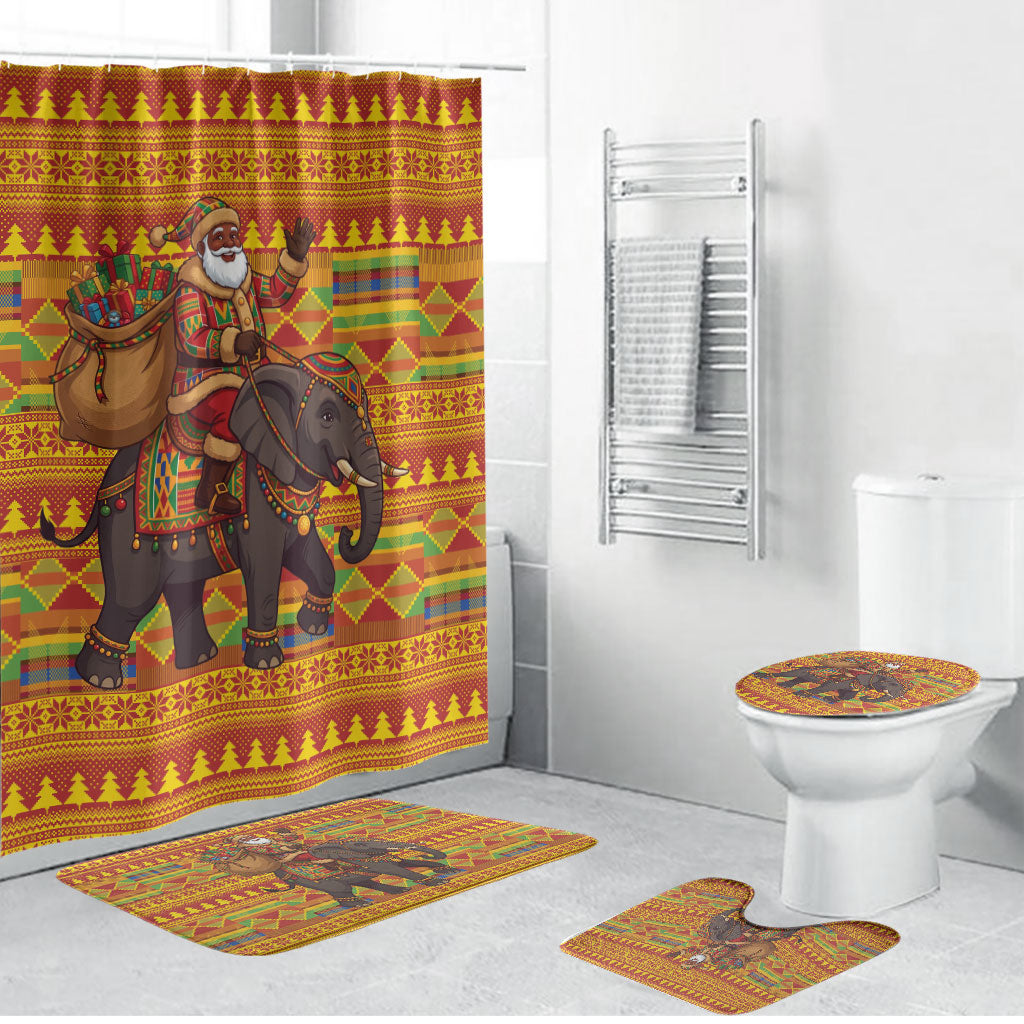 Ghana Christmas Santa African Elephant Bathroom Set Kente Inspired Woven Geometric Blocks