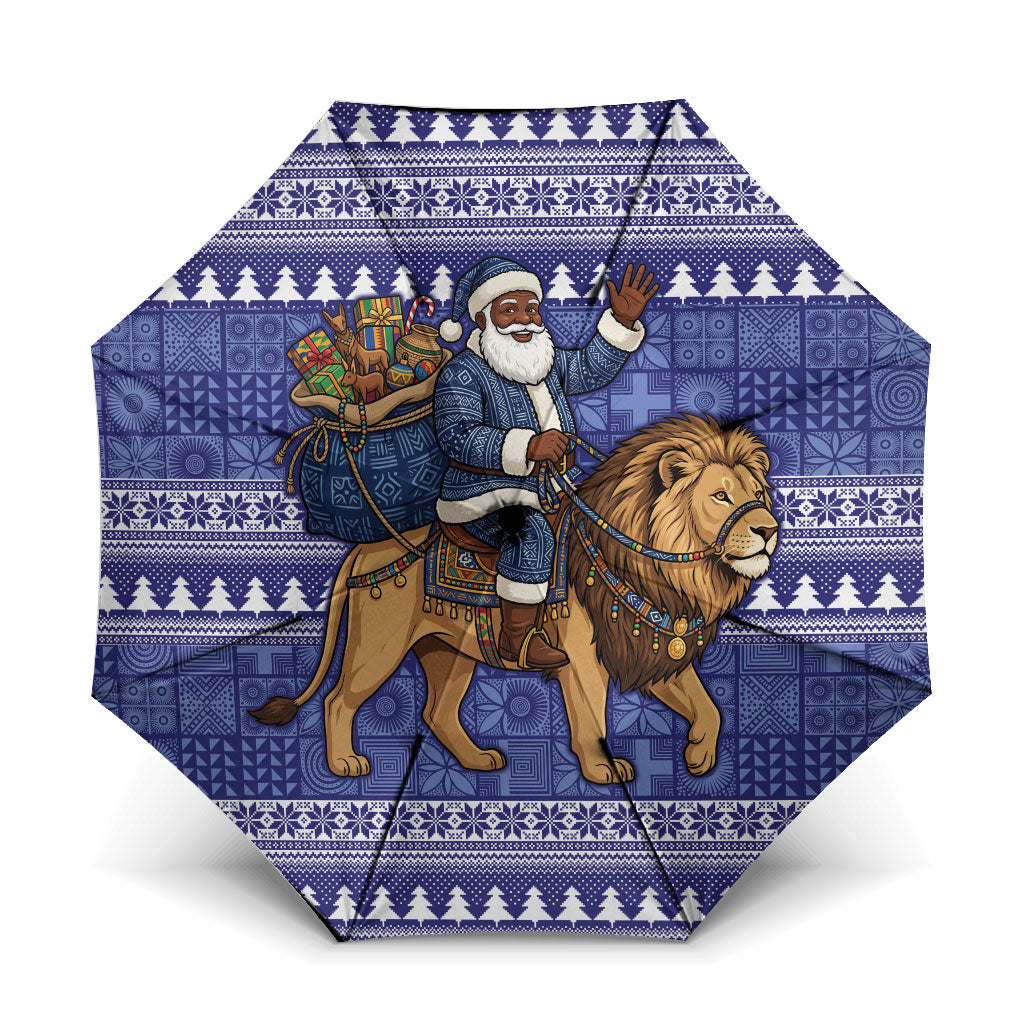 Nigeria Christmas Santa West African Lion Umbrella Adire Indigo Resist Dye Motifs