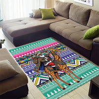 South Africa Christmas Santa Giraffe Area Rug Ndebele Geometric Patterns