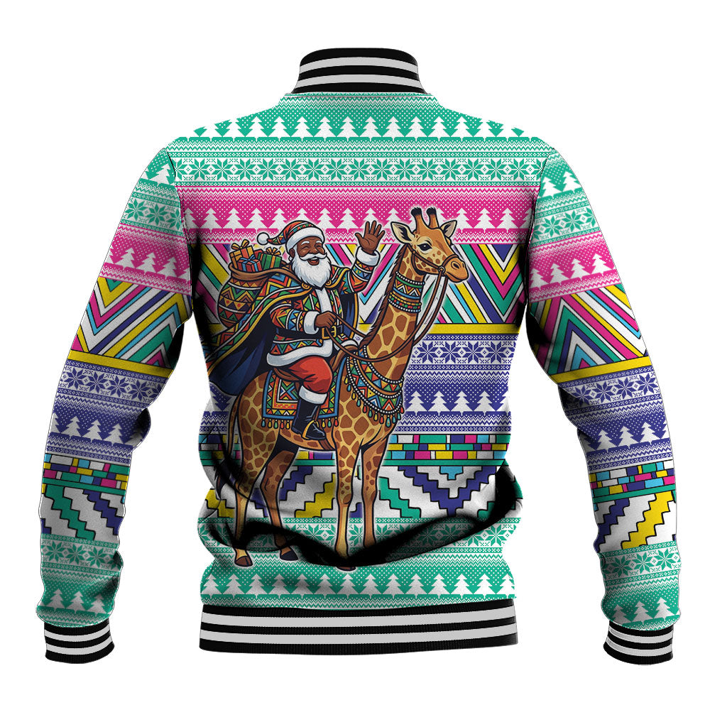 South Africa Christmas Santa Giraffe Baseball Jacket Ndebele Geometric Patterns