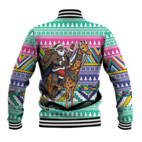 South Africa Christmas Santa Giraffe Baseball Jacket Ndebele Geometric Patterns