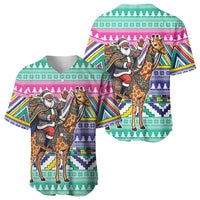 South Africa Christmas Santa Giraffe Baseball Jersey Ndebele Geometric Patterns