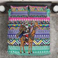 South Africa Christmas Santa Giraffe Bedding Set Ndebele Geometric Patterns