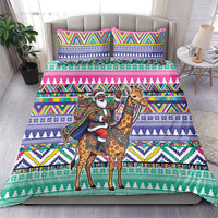 South Africa Christmas Santa Giraffe Bedding Set Ndebele Geometric Patterns