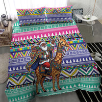 South Africa Christmas Santa Giraffe Bedding Set Ndebele Geometric Patterns