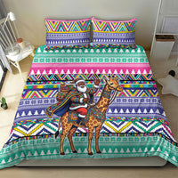 South Africa Christmas Santa Giraffe Bedding Set Ndebele Geometric Patterns