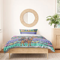 South Africa Christmas Santa Giraffe Bedding Set Ndebele Geometric Patterns