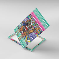 South Africa Christmas Santa Giraffe Canvas Wall Art Ndebele Geometric Patterns