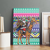 South Africa Christmas Santa Giraffe Canvas Wall Art Ndebele Geometric Patterns