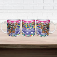 South Africa Christmas Santa Giraffe Ceramic Mug Ndebele Geometric Patterns