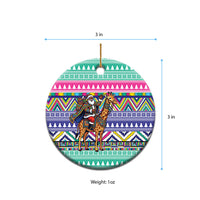 South Africa Christmas Santa Giraffe Ceramic Ornament Ndebele Geometric Patterns