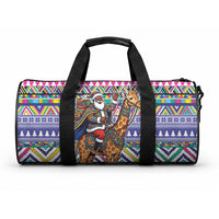 South Africa Christmas Santa Giraffe Duffle Bag Ndebele Geometric Patterns