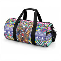 South Africa Christmas Santa Giraffe Duffle Bag Ndebele Geometric Patterns