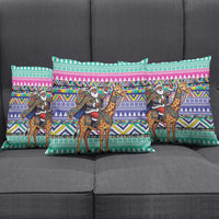 South Africa Christmas Santa Giraffe Pillow Cover Ndebele Geometric Patterns