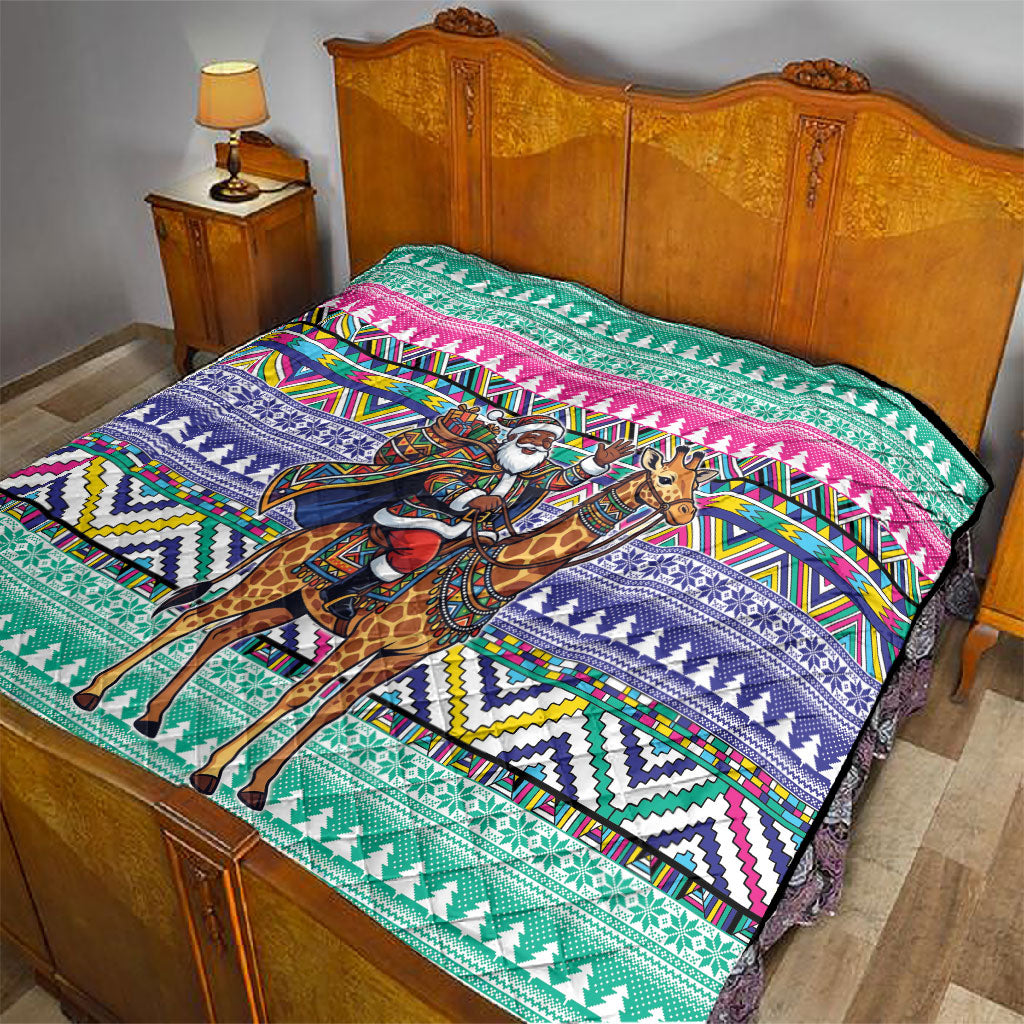 South Africa Christmas Santa Giraffe Quilt Ndebele Geometric Patterns