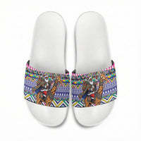 South Africa Christmas Santa Giraffe Slide Sandals Ndebele Geometric Patterns