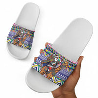 South Africa Christmas Santa Giraffe Slide Sandals Ndebele Geometric Patterns