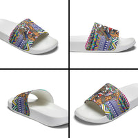 South Africa Christmas Santa Giraffe Slide Sandals Ndebele Geometric Patterns