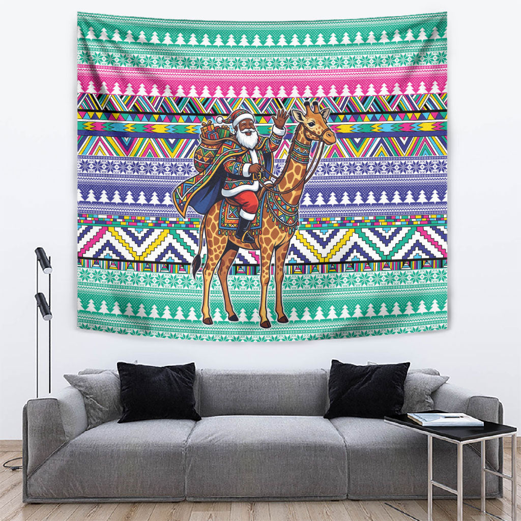 South Africa Christmas Santa Giraffe Tapestry Ndebele Geometric Patterns