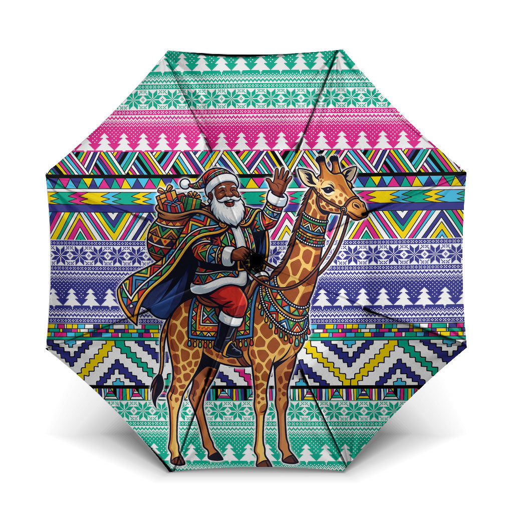 South Africa Christmas Santa Giraffe Umbrella Ndebele Geometric Patterns