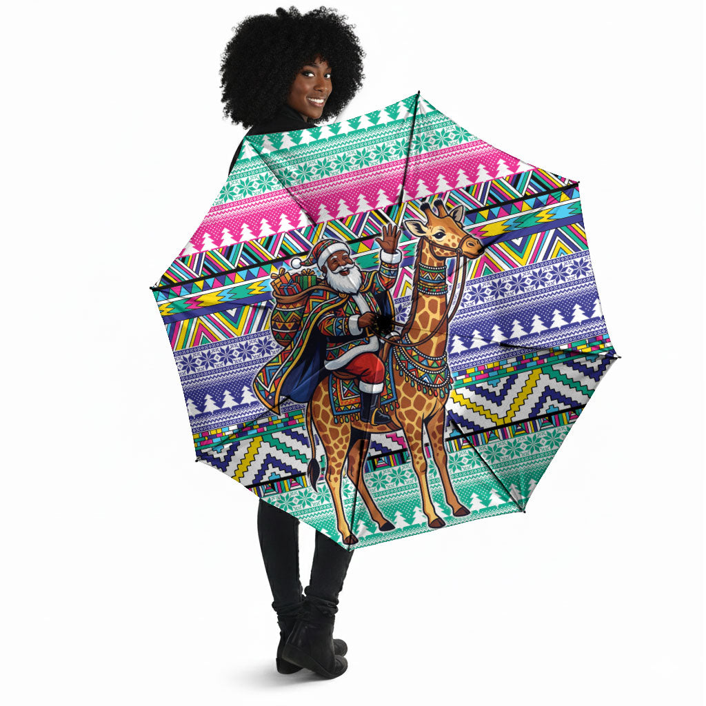 South Africa Christmas Santa Giraffe Umbrella Ndebele Geometric Patterns