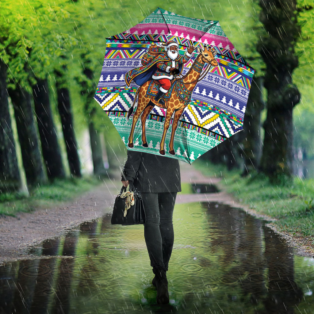 South Africa Christmas Santa Giraffe Umbrella Ndebele Geometric Patterns