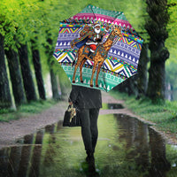 South Africa Christmas Santa Giraffe Umbrella Ndebele Geometric Patterns