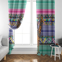 South Africa Christmas Santa Giraffe Window Curtain Ndebele Geometric Patterns