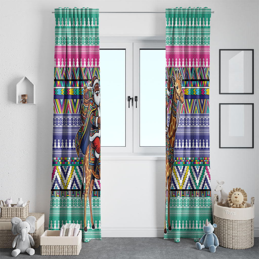 South Africa Christmas Santa Giraffe Window Curtain Ndebele Geometric Patterns