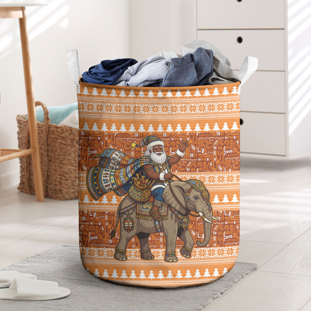 Cote d’Ivoire Christmas Santa Elephant Laundry Basket Baoule Woven Inspired